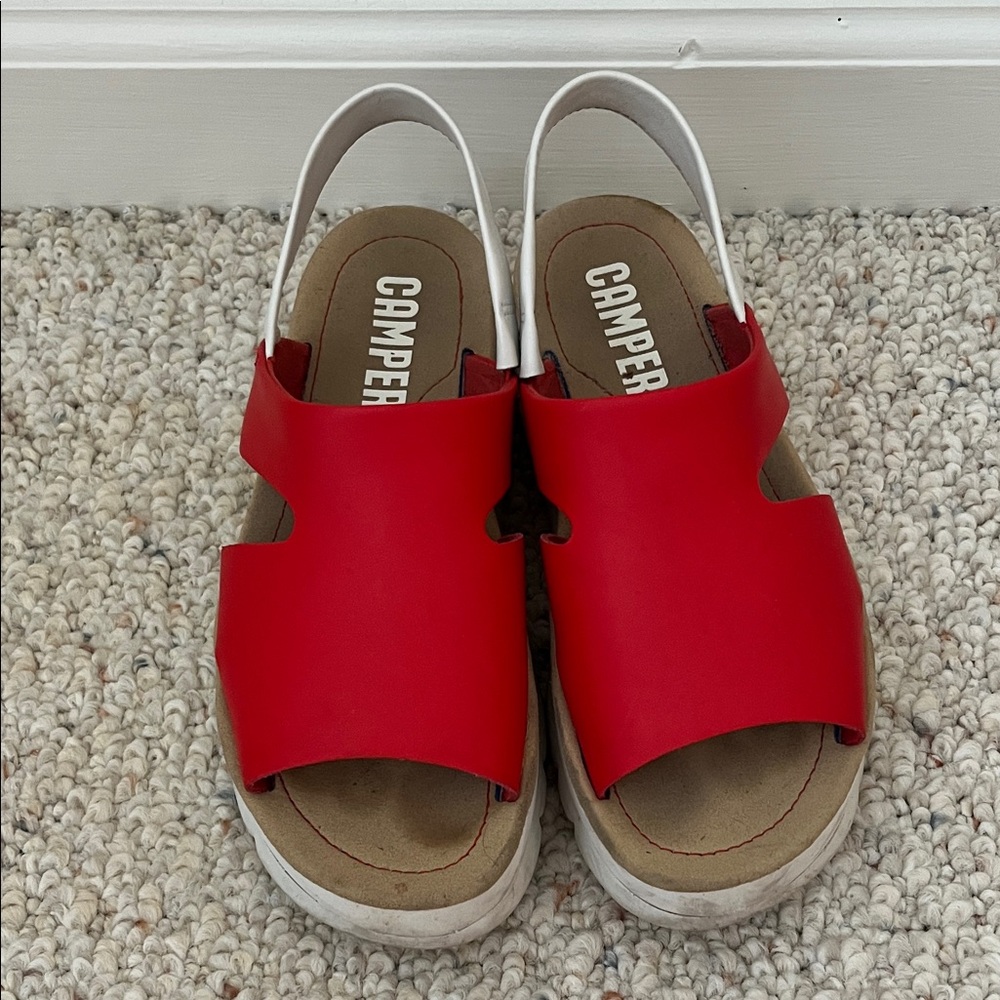 Camper Bold Red Open-Toe Sandals